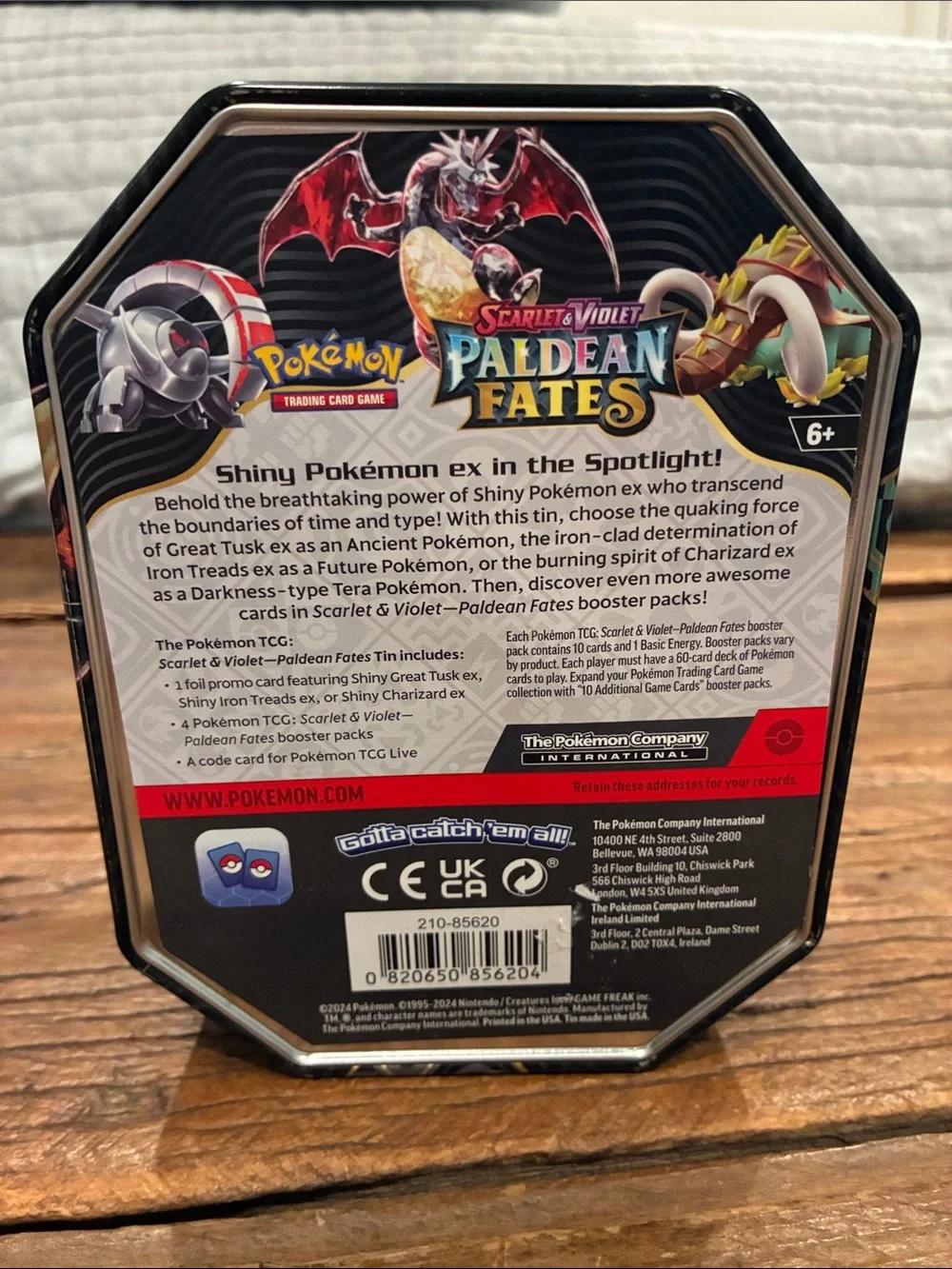 Pokémon Scarlet & Violet Paldean Fates Tin - Shiny Iron Treads - Empty